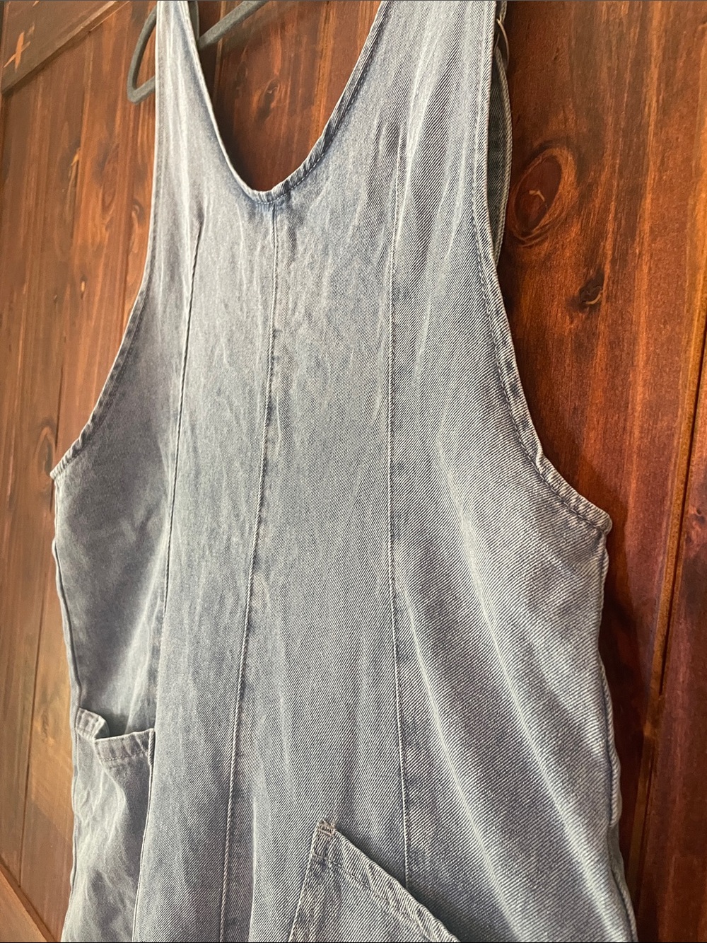 Relaxed Denim Jumpsuit in Light Classic  Blue - Picture 3 of 9